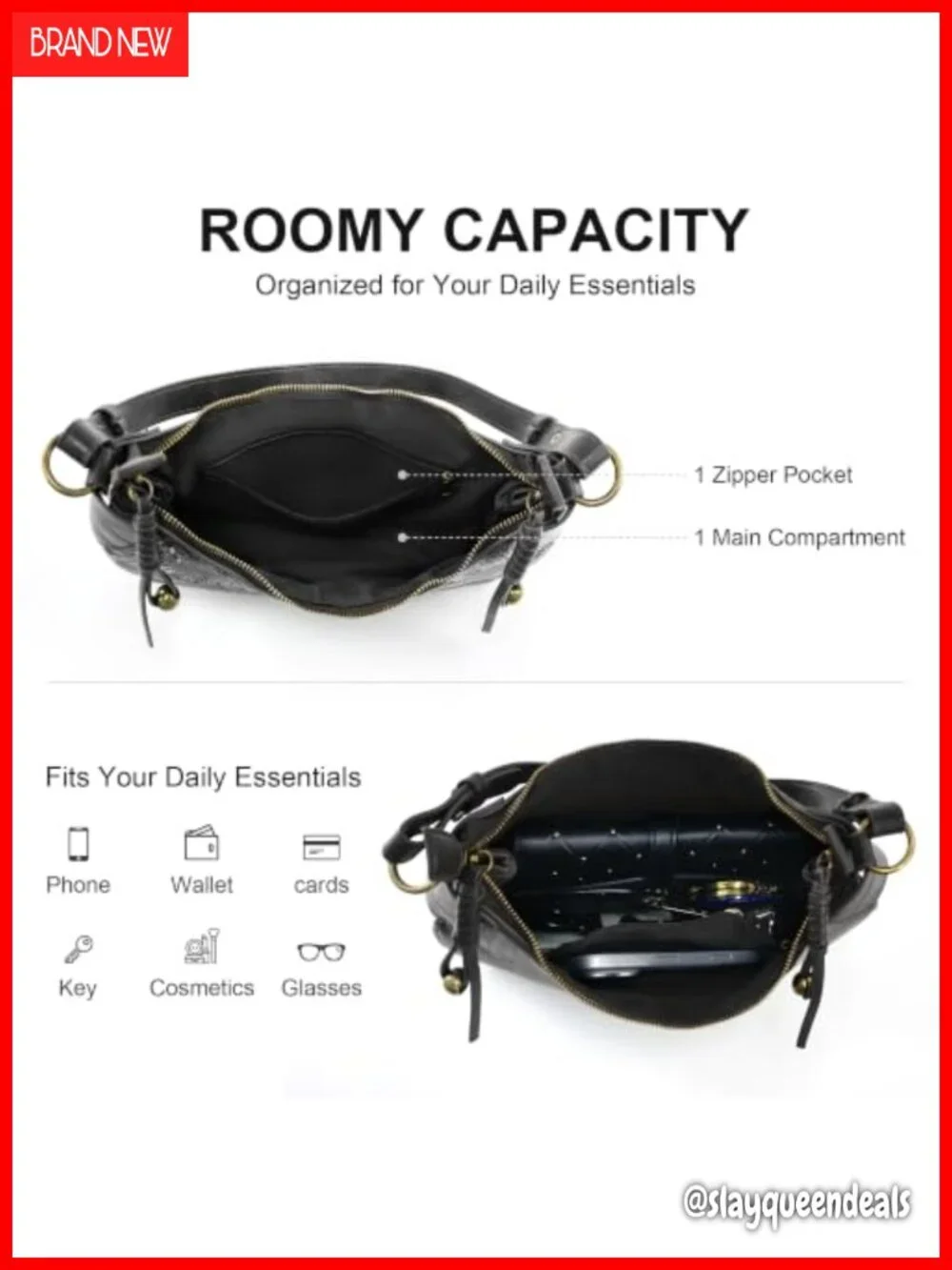 Vegan Leather Hobo Shoulder Bag Vintage Crescent Purse Women